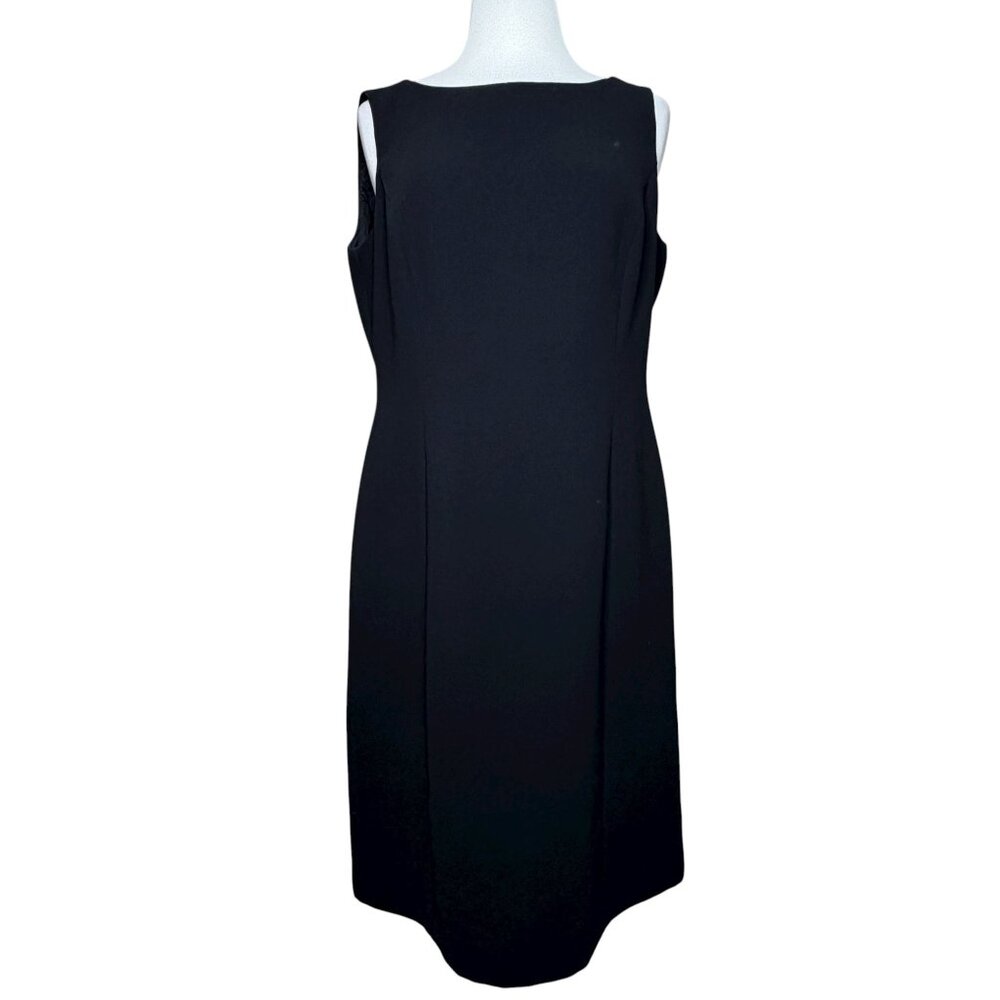 Tahari Solid Black Sheath Dress Sleeveless Size 10 Petite - Picture 1 of 8